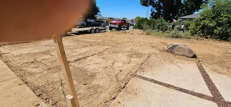Lot graded and staked out for a hardscape project